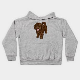 Cute Chocolate Cavapoo Dog Kids Hoodie